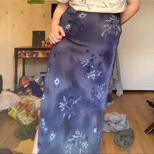 COPY - Blue Floral Slit Maxi Skirt